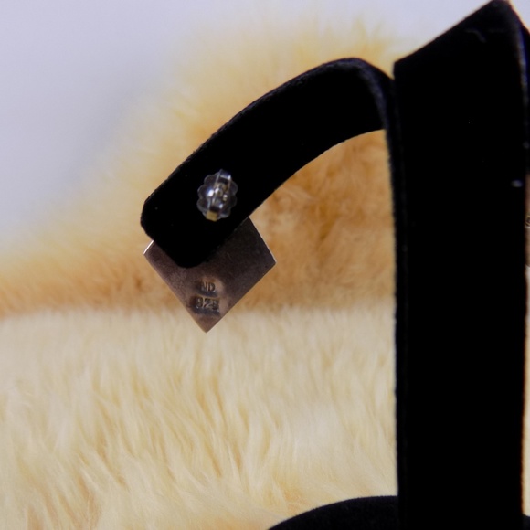 VINTAGE MEXICAN STERLING ONYX EARRINGS MARKED ND - Picture 4 of 8